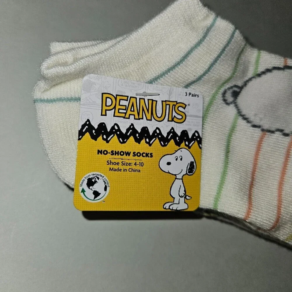 NEW 3 Pairs Snoopy No Show Socks Women's Shoe Size 4-10 Peanuts Woodstock